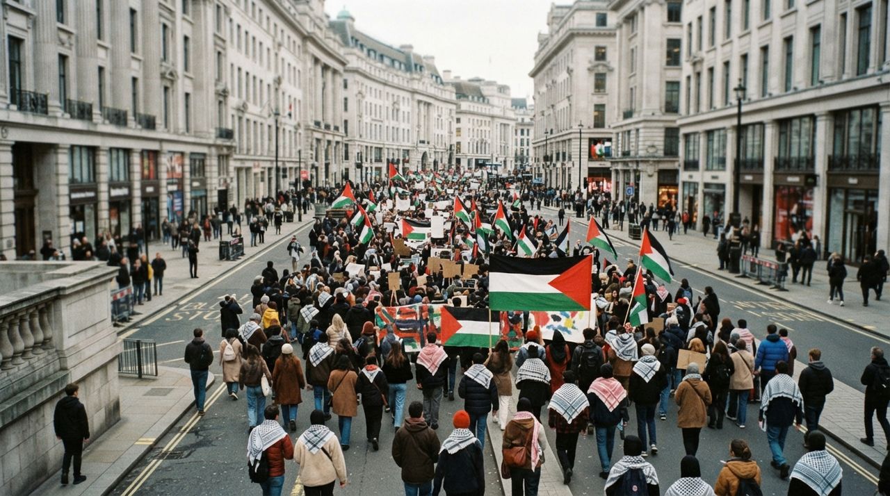 Hundreds of Thousands Join Pro-Palestinian March in Central London