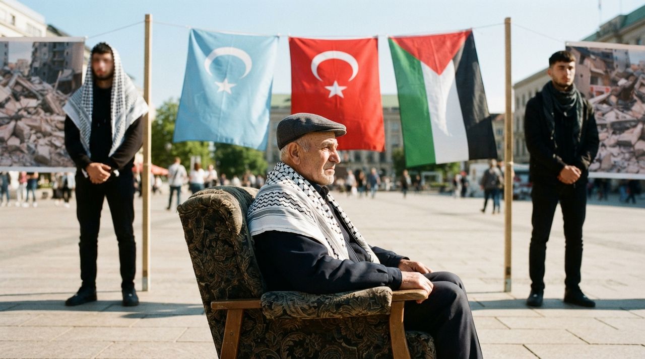 Sakarya Photo Stand Recreates Sinvar Image to Protest Gaza War