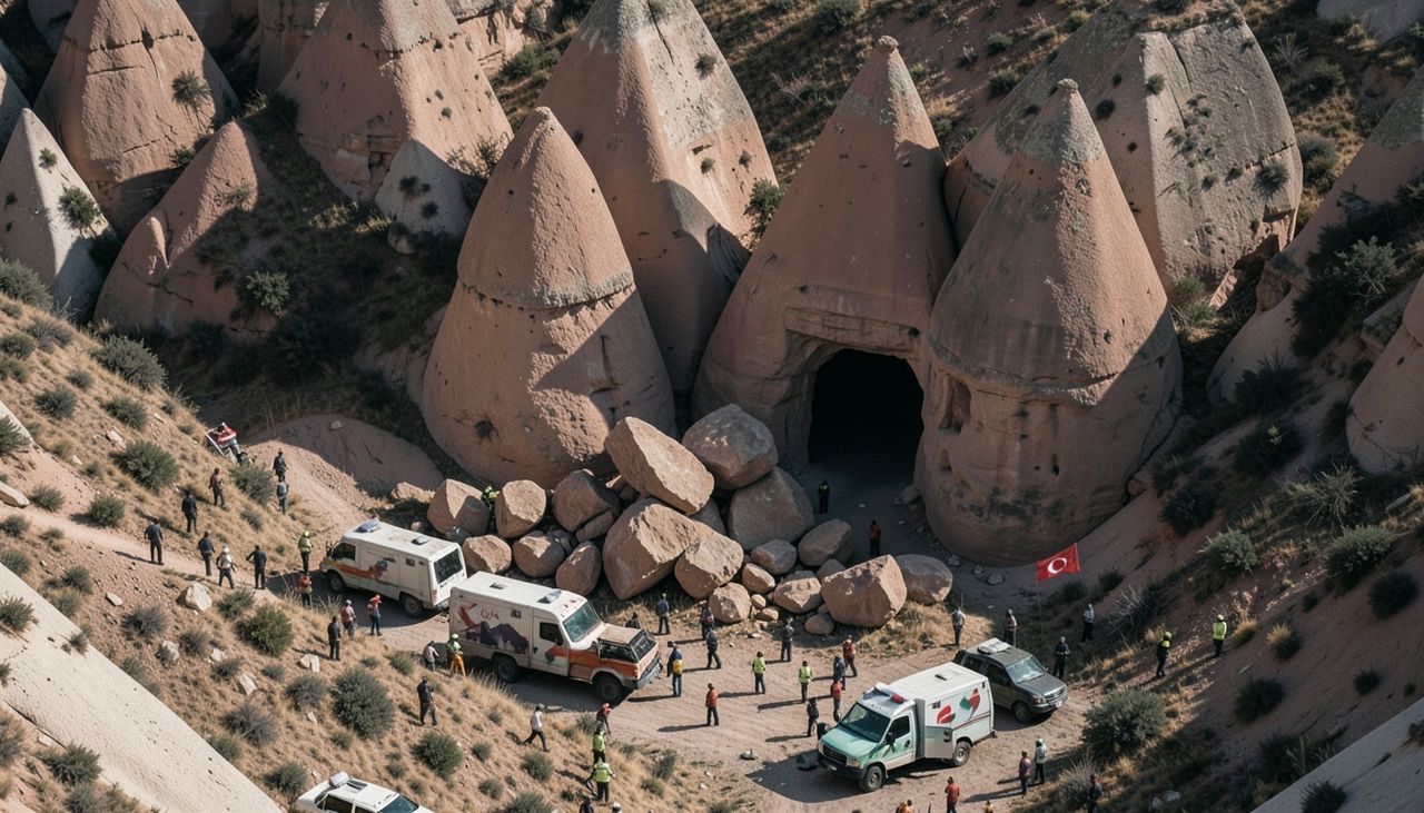Three killed as rock breaks off fairy chimney in Göreme, Nevşehir