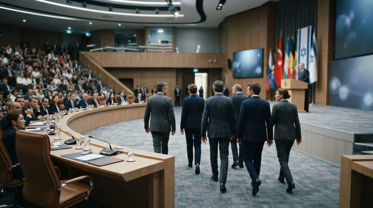 Turkish and foreign delegates walk out as Israeli president speaks at CICA summit